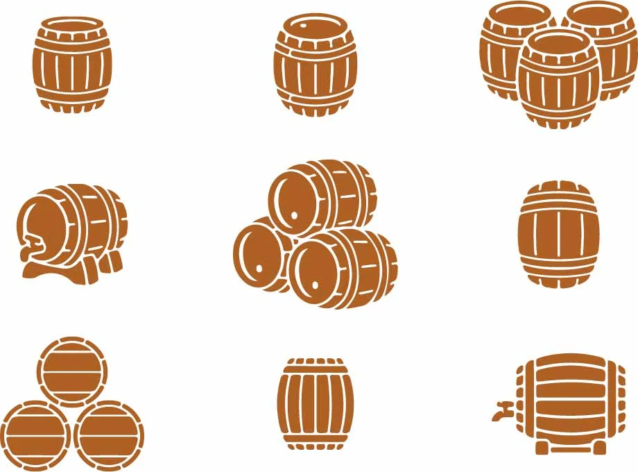 Rustic Wooden Beer And Wine Barrels Pattern Free Vector