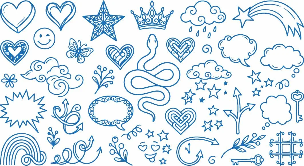 Fairy Tale Snake And Princess Crown Doodles Free Vector
