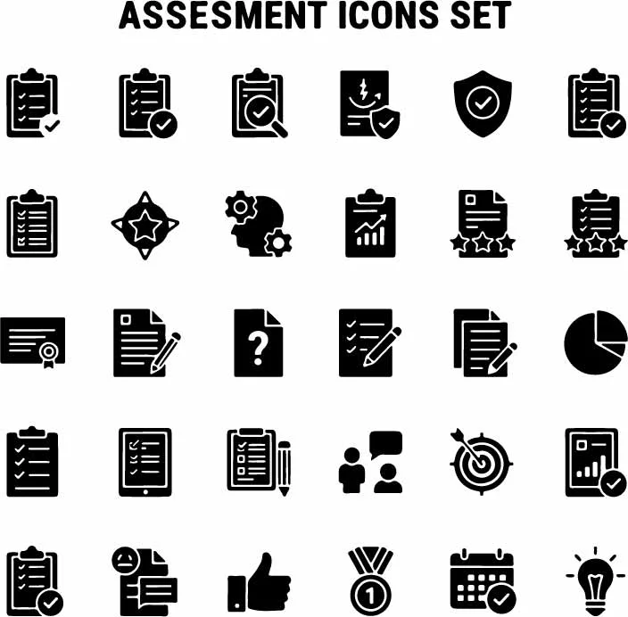Assessment Audit And Business Checklist Icons Free Vector