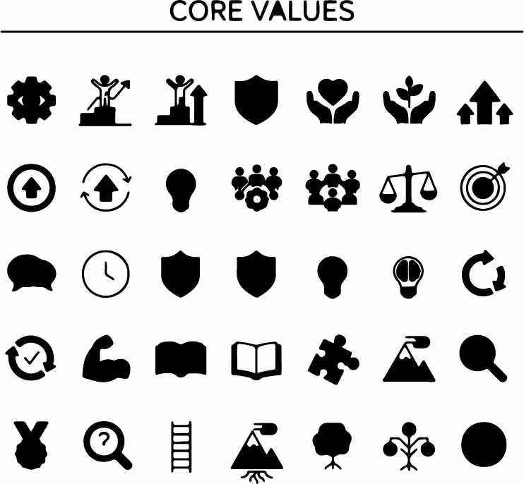 Company Core Values And Business Ethics Icons Free Vector