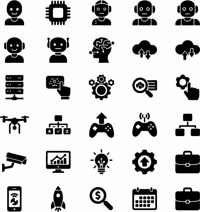 Cloud Computing And IT Server Network Icons Free Vector