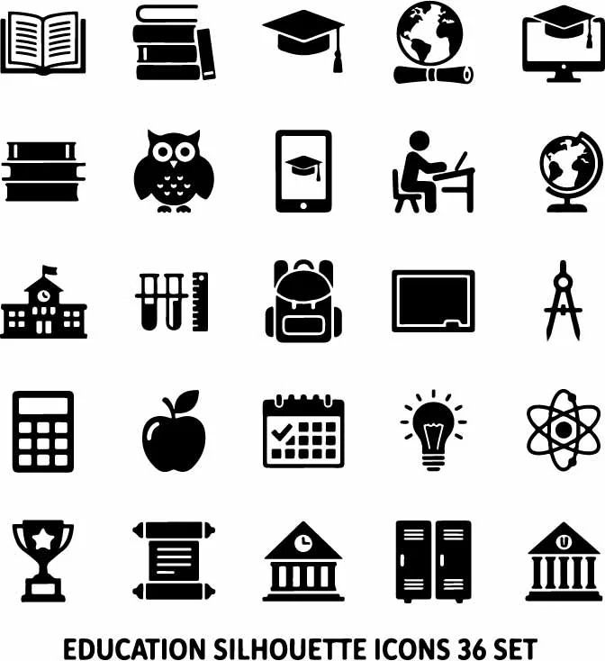 School Education And University Campus Icons Set Free Vector