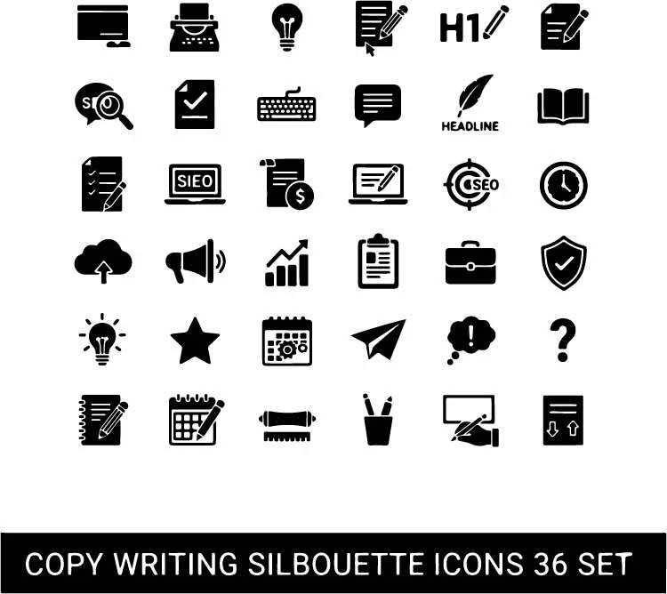 Copywriting Content Creation And Blogging Icons Free Vector