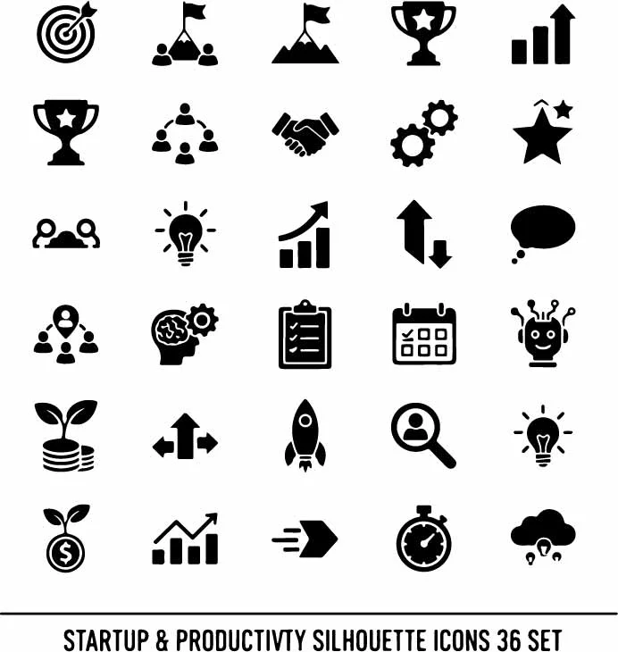 Business Growth Strategy And Analytics Icons Free Vector