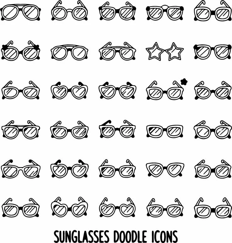 Eyeglasses Frames And Sunglasses Styles Icons Free Vector