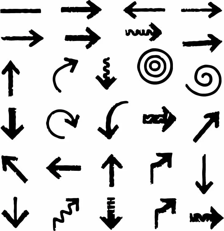 Hand Drawn Direction Arrows And Target Scribbles Free Vector