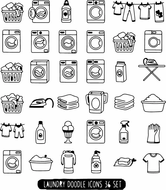 Laundry Room Cleaning And Ironing Housework Set Free Vector