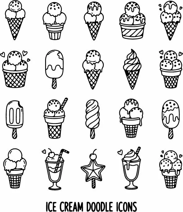 Ice Cream Cones Popsicles And Sweet Sundaes Free Vector