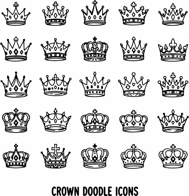 Vintage Royal Crown Emblems And Crests Set Free Vector