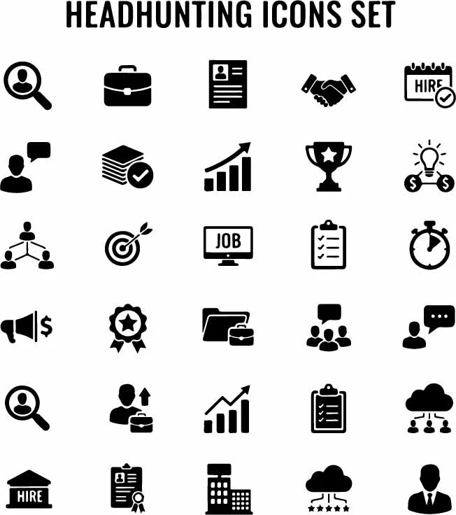 Job Recruitment And Headhunting Staffing Icons Free Vector