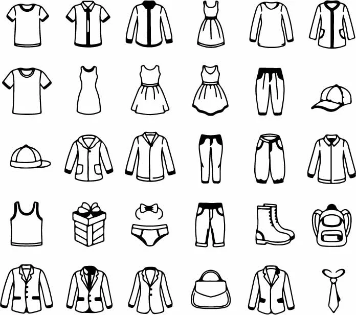 Fashion Clothing And Apparel Line Art Icons Free Vector