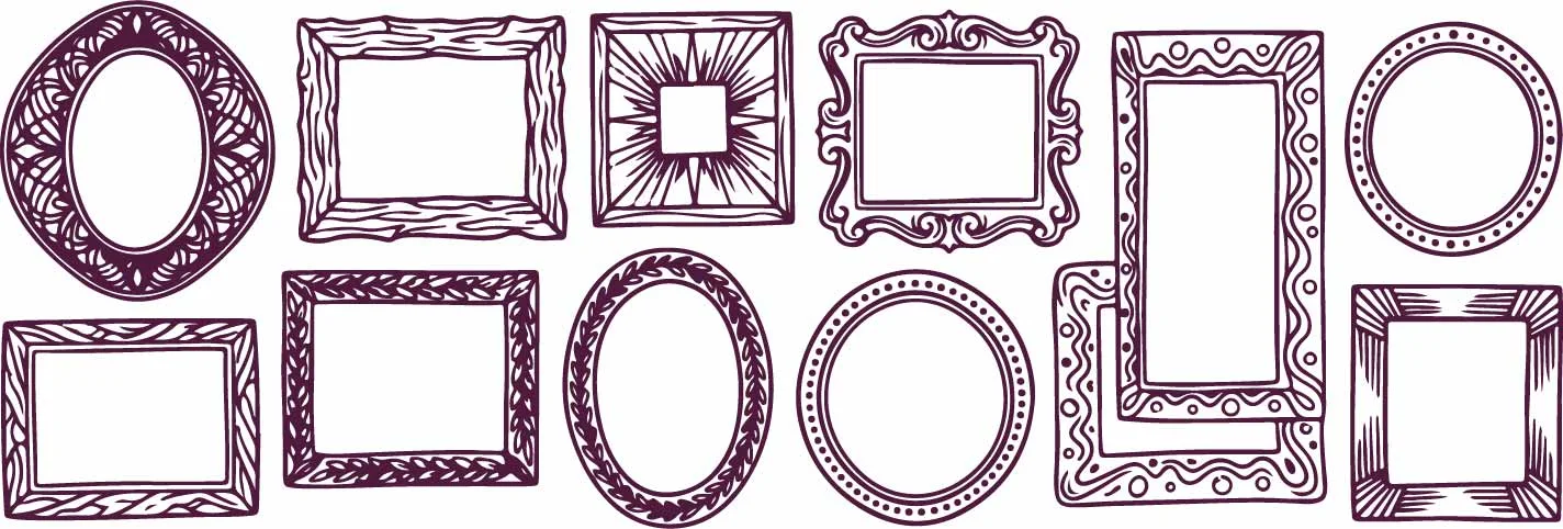 Vintage Ornate Picture Frames And Oval Mirrors Free Vector