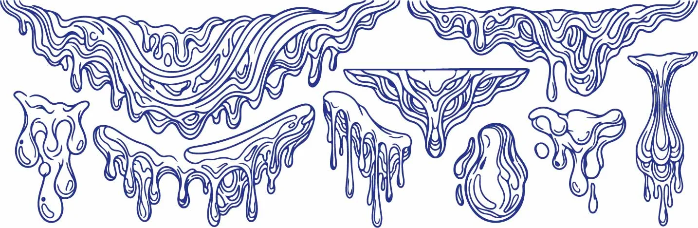 Melting Slime Drops And Dripping Liquid Set Free Vector