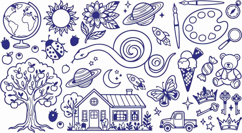 Fantasy Snake And Cosmic Planet Doodles Pattern Free Vector