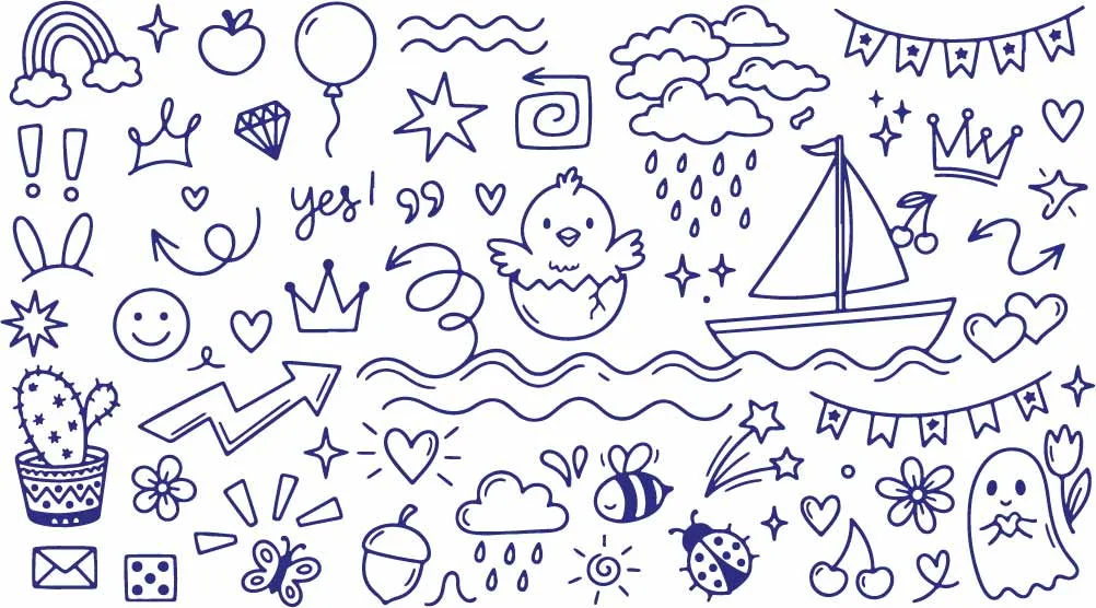 Cute Chick And Rainy Cloud Spring Doodles Free Vector