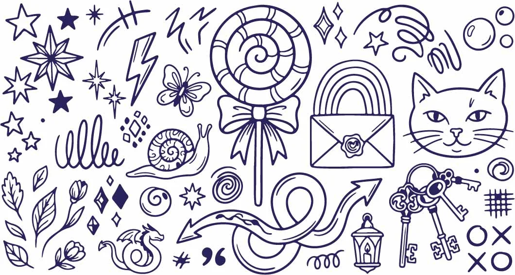 Candy Lollipop And Whimsical Birthday Doodles Free Vector