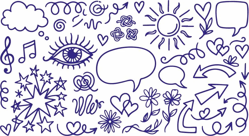 Comic Speech Bubbles And Doodle Icons Free Vector