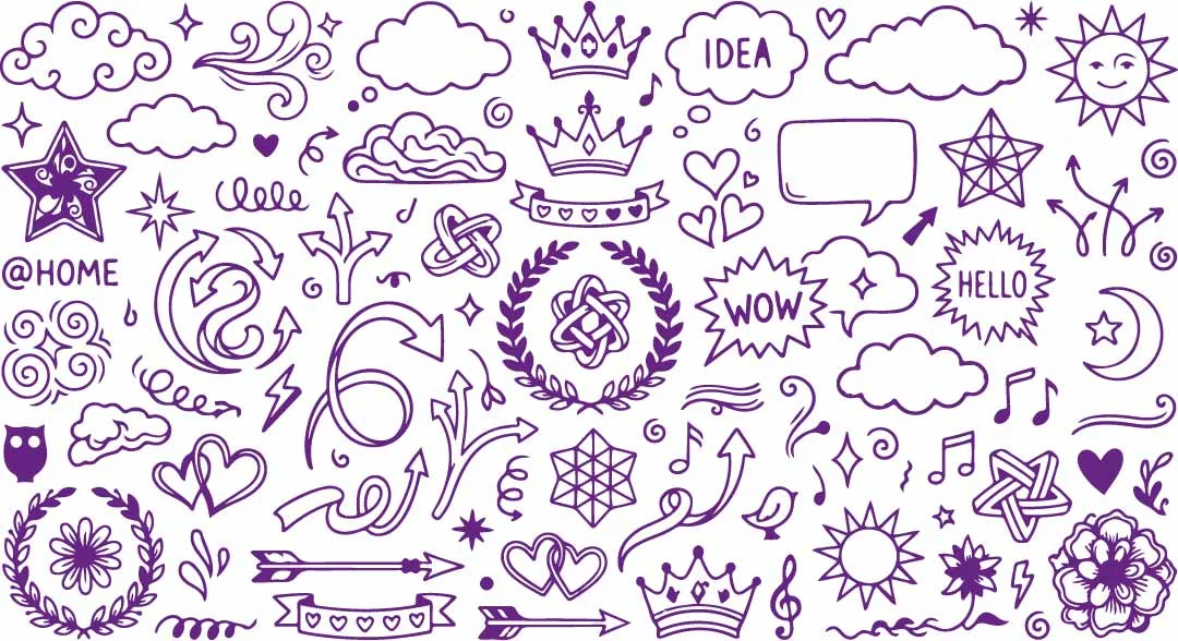 Laurel Wreaths And Royal Crowns Doodles Free Vector