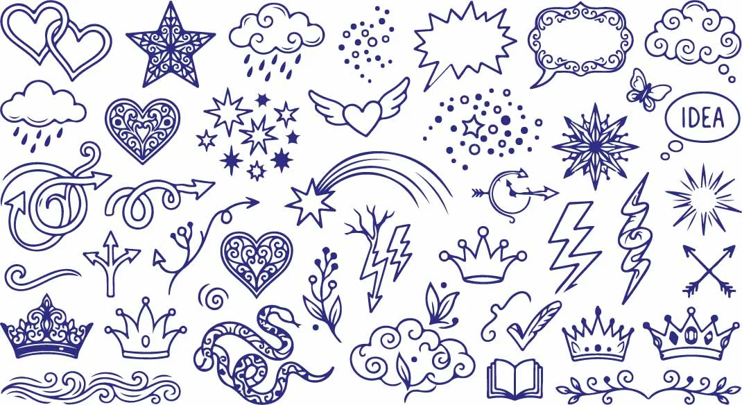 Fairytale Castle And Shooting Stars Doodles Free Vector