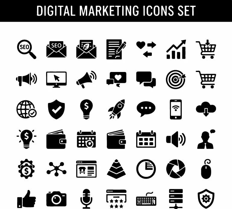 Business Technology And Mobile Marketing Icons Free Vector