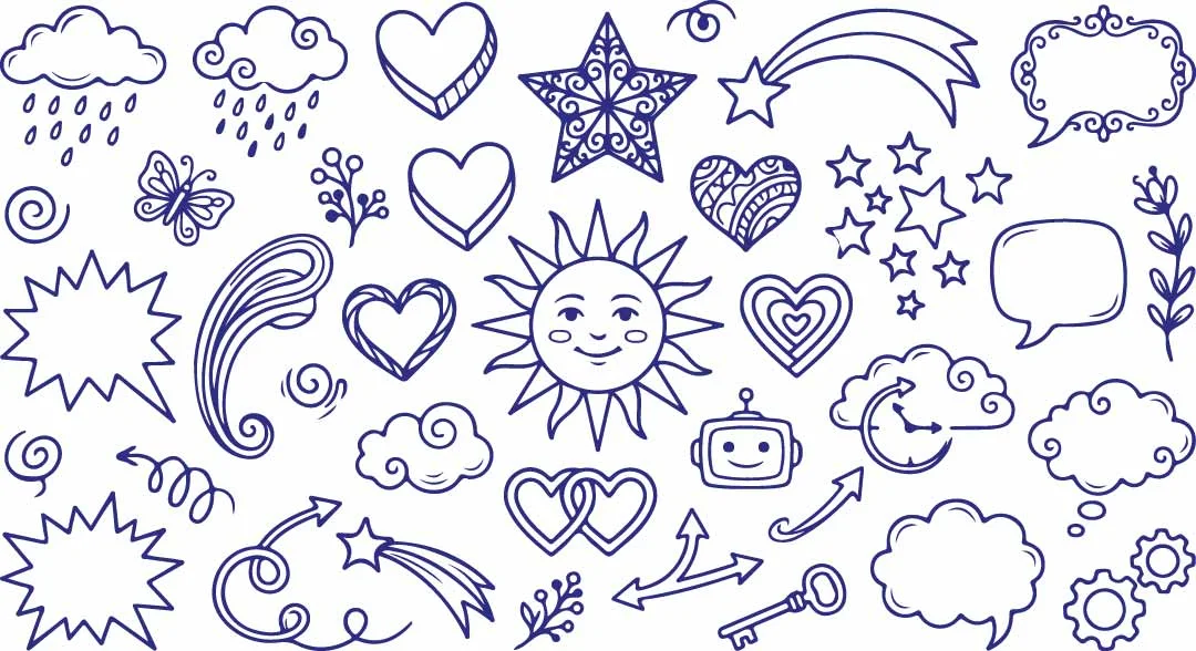Smiling Sun And Celestial Stars Pattern Free Vector