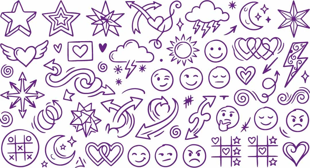 Valentine Hearts And Cupid Arrow Doodles Free Vector