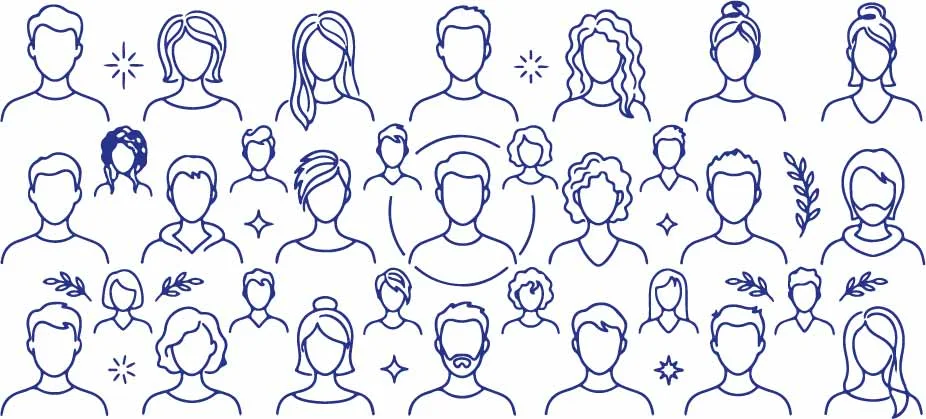 Diverse People Avatar Faces And Community Line Art Doodles Free Vector