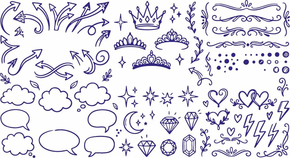 Royal Princess Tiara Crowns And Celestial Stars Doodles Free Vector