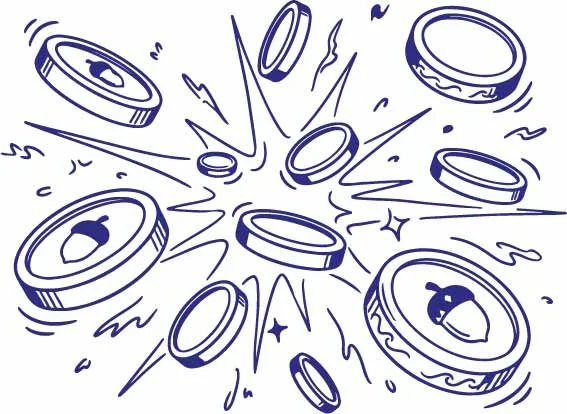 Exploding Gold Coins Burst And Motion Line Art Doodles Free Vector