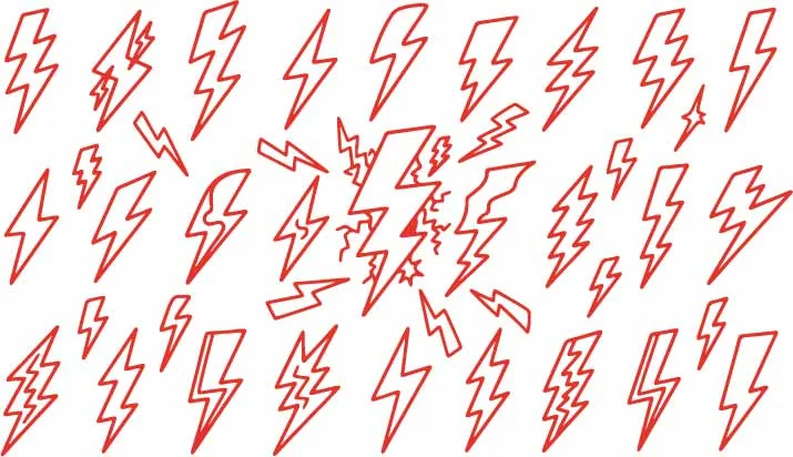 Red Lightning Bolt Electric Flash Strike Pattern Free Vector