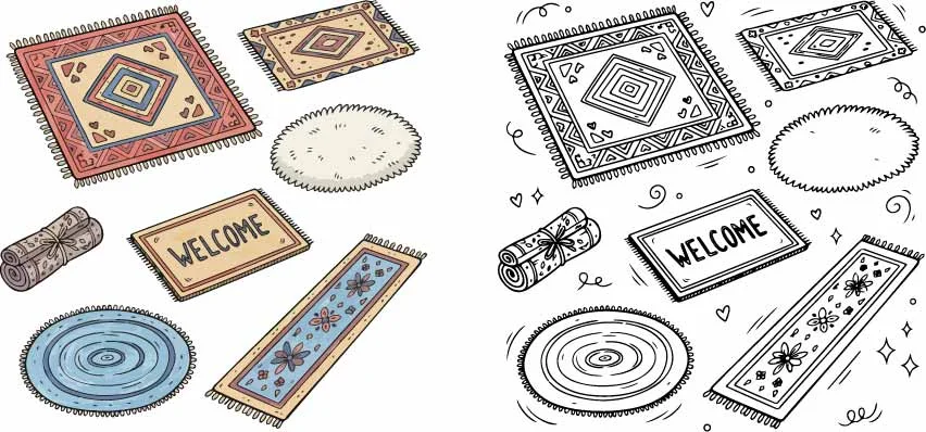 Home Decor Area Rugs Carpets And Floor Mats Doodles Free Vector