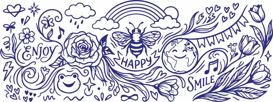 Honey Bee And Earth Nature Floral Doodle Banner Free Vector