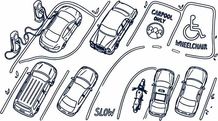 Top View City Traffic And Street Cars Road Doodles Free Vector