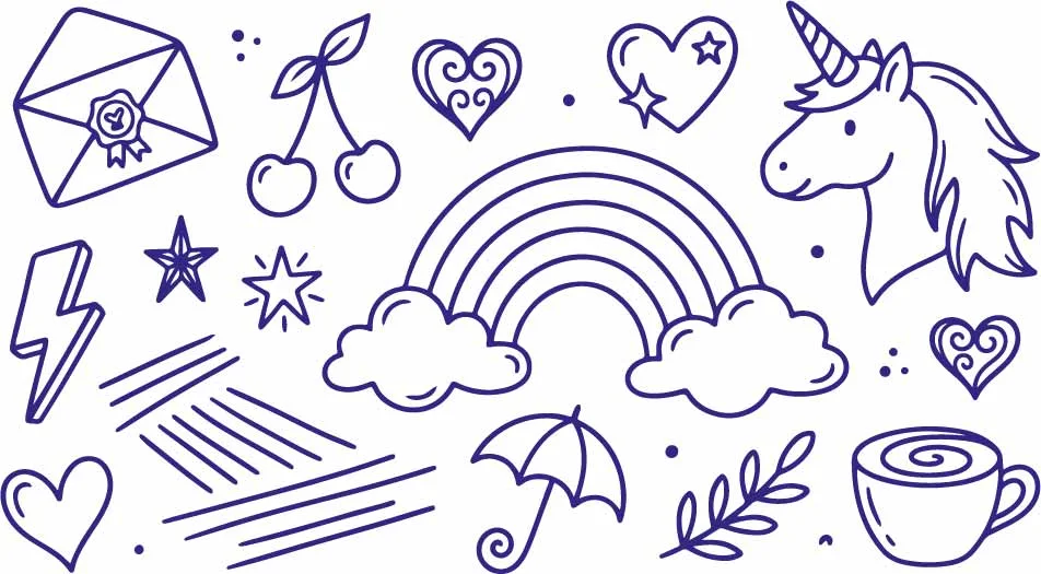 Cute Rainbow Cloud Rain Umbrella And Sweet Cherries Free Vector