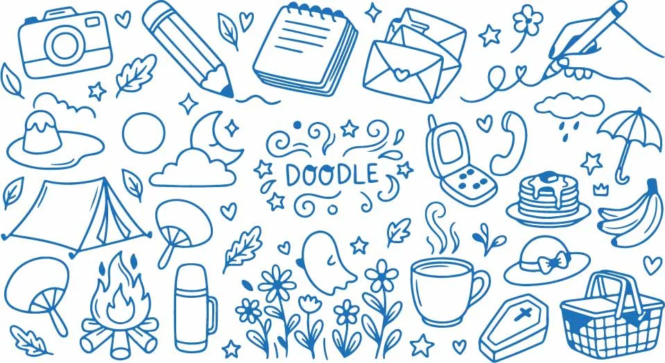 Cozy Daily Journal Planner Icons And Coffee Mug Doodles Free Vector