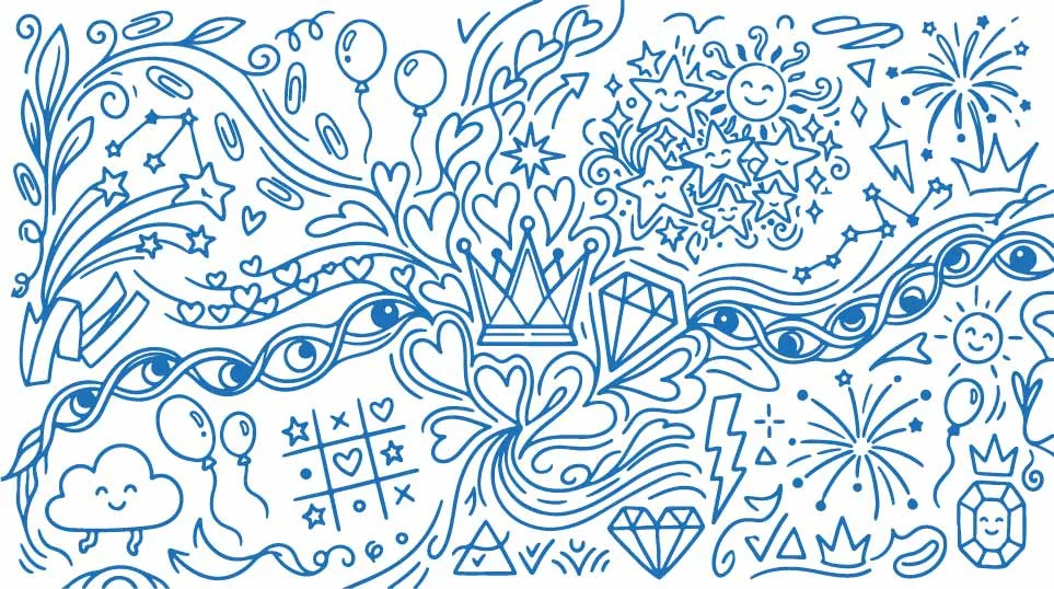 Intricate Fantasy Eyes Crowns And Mystic Gemstones Doodles Free Vector