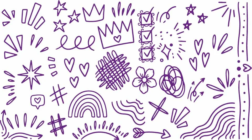 Cute Rainbow Crown And Checklist Planner Icon Doodles Free Vector