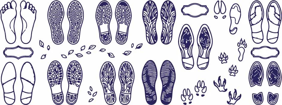 Shoe Sole Prints And Tread Footwear Track Doodles Free Vector