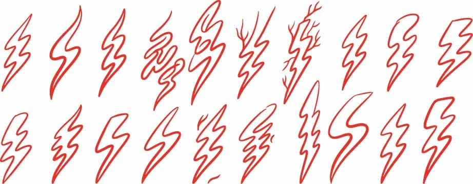 Dynamic Red Lightning Bolt Strikes Flash Pattern Free Vector