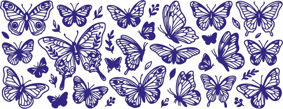 Flying Butterflies Hand Drawn Outline Pattern Doodles Free Vector