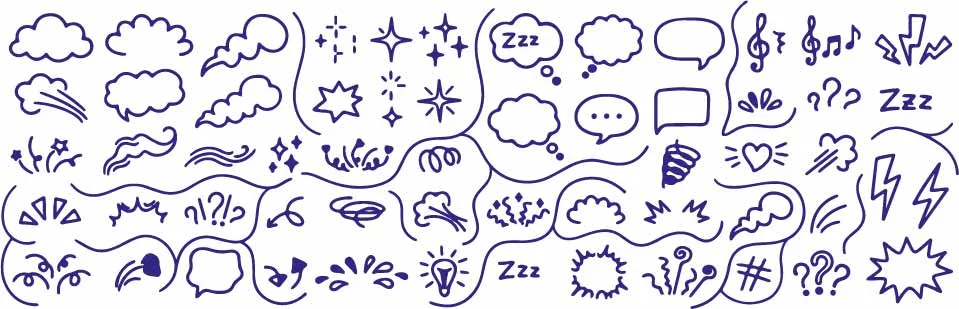 Bedtime Sleep Cloud And Sparkle Doodles Collection Free Vector