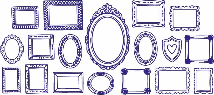 Vintage Baroque Oval Mirror Frames And Picture Borders Free Vector
