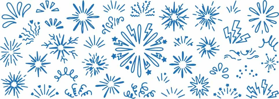 Celebration Fireworks Explosion And Confetti Burst Doodles Free Vector