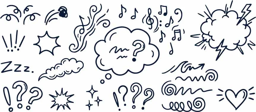 Musical Sound Notes And Question Mark Thought Bubbles Free Vector