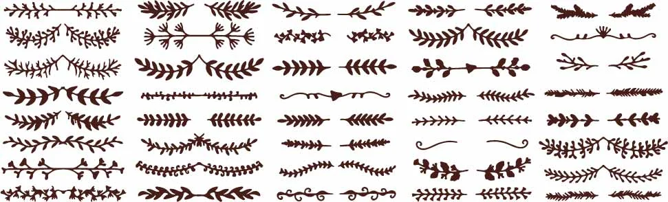 Botanical Leaf Page Dividers And Floral Branch Borders Free Vector