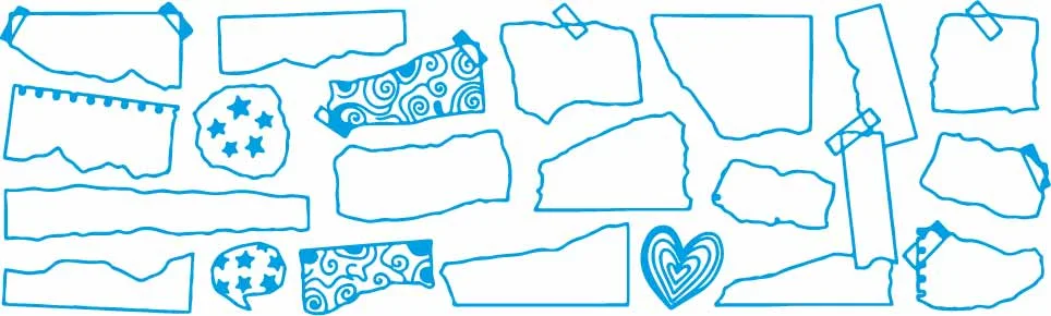 Torn Paper Scraps And Taped Memo Sheet Note Doodles Free Vector
