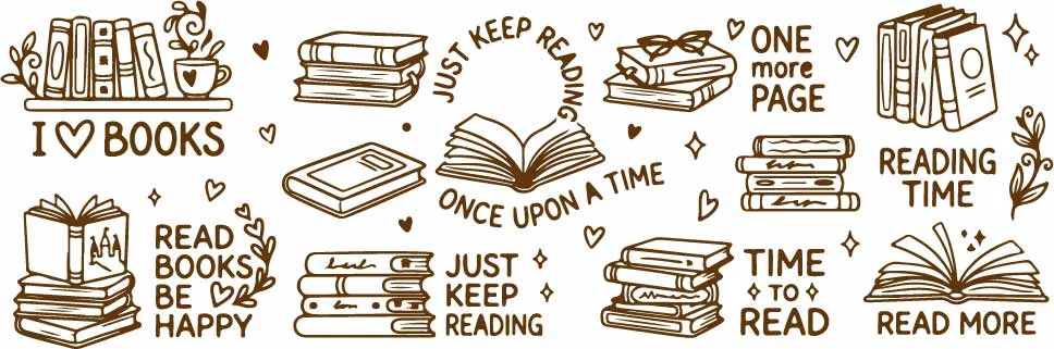 Open Books And Reading Literature Stack Quote Doodles Free Vector