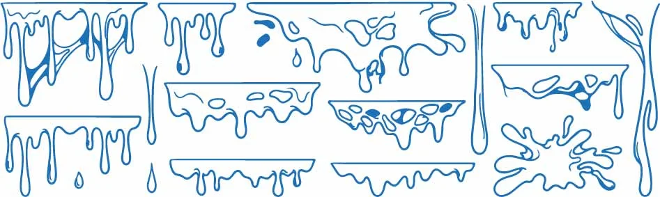 Melting Slime And Dripping Liquid Goo Border Line Art Free Vector
