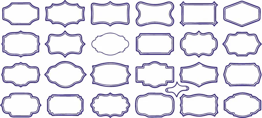 Vintage Label Badges And Blank Border Frames Line Art Free Vector