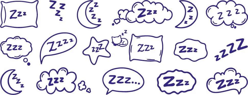 Cozy Bedtime Sleep Doodles With Pillows And Moon Free Vector